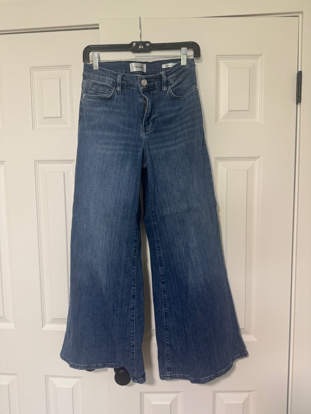 Frame Le Palazzo Crop Blue Wide-Leg Jeans